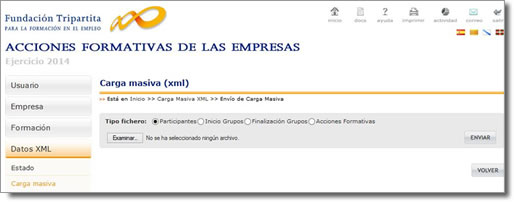 Carga masiva XML Fundación Estatal